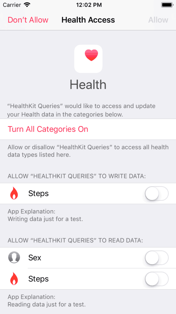 Request permission for the Fit app